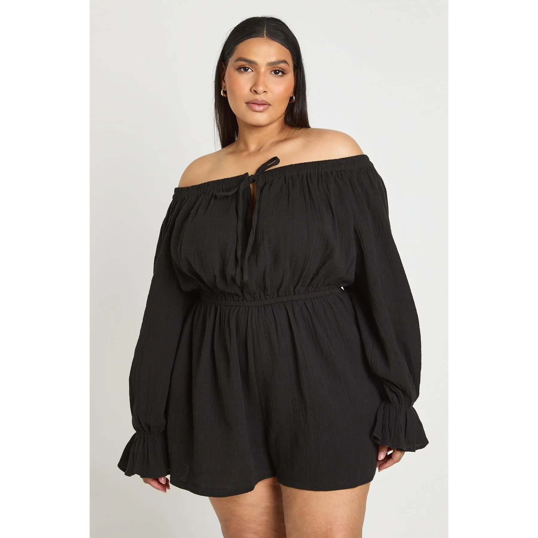 boohoo Plus Milkmaid Tie Front Playsuit