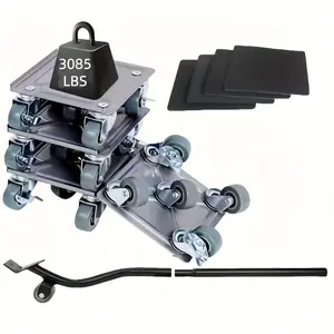 A set of four heavy-duty metal furniture moving devices, 3,300-pound capacity 360-degree rotatable brake wheels, effortless sliders for moving sofas, refrigerators and sofas on hard floors, sofas, desks, parts, industrial heavy-duty tools
