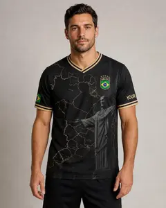 [Custom Name & Number] Personalized Brazil Football Jersey – Soccer Fan Shirt, Retro Brazil Team Jersey, Oversized Football Tee Gift