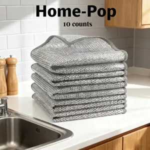 10 Counts Dishwashing Rags, Multipurpose Non-Scratch Wire Dishcloths for Wet and Dry Use,Reusable Wire Cleaning Cloths for Kitchen, Sinksand Pans Silver Removable, Washable & More