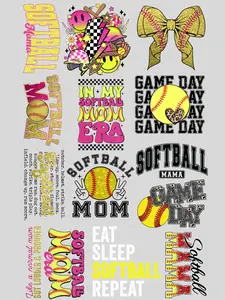 Softball Glitter Sparkly Mom Mama Retro Distressed 30x48  Dtf Print Direct to Film Gang Sheet Game Day