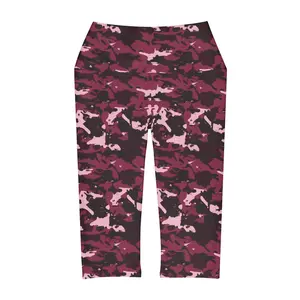 Burgundy Camo #2 Yoga Capri Leggings