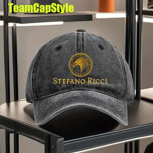 Stefano Ricci Baseball Cap - Adjustable Snapback Hat, Lightweight Non-Slip Closure, Dark Gray/Gold Embellishments, Unisex - Perfect Gift for Outdoor, Formal, and Casual Outfits