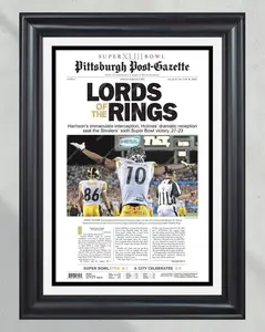 2009 Pittsburgh Steelers Super Bowl XLIII Champions Unframed Poster - Santonio Holmes Catch Front Page Newspaper Print - Steelers Dynasty Wall Art