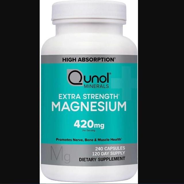 Qunol Extra Strength Magnesium 420 mg, 240 Capsules Dietary Edible Supplement Fitness Healthcare Milk