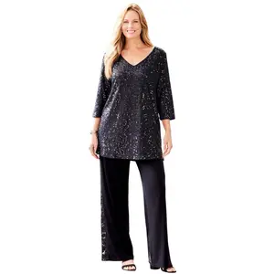 Catherines Allover Sequin Tunic - 1X, Black