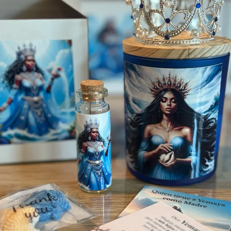 Yemaya Candle with Royal Crown Design - Product Title