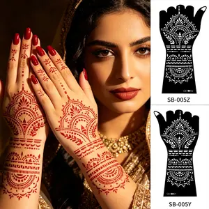 2-Pack Reusable Floral Tattoo Stickers, Henna Stencil, Self-Adhesive DIY Body Art Templates, Perfect for Parties and Crafts, Contemporary Style