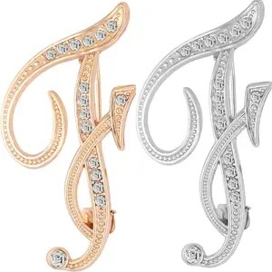 2 pieces letter brooch pins for women fashion 26 letters Gold-plated silver-plated Color for men Women's alphabet initial brooches pin for clothing Christmas stockings bulk
