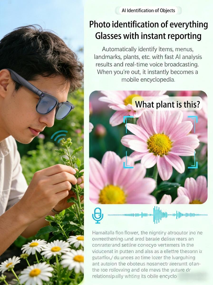 Smart AI Camera Glasses with 8MP Photochromic Lenses Button Touch Adjustment for Travel Outdoor Adventures Hands-Free Photography 160 Languages Real-Time Translation Bluetooth Wireless Wearable Video Recording UV Protection