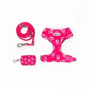 Pinkabloom Dog Harness Trio Walking Set - Adjustable Breathable Dog Harness Set