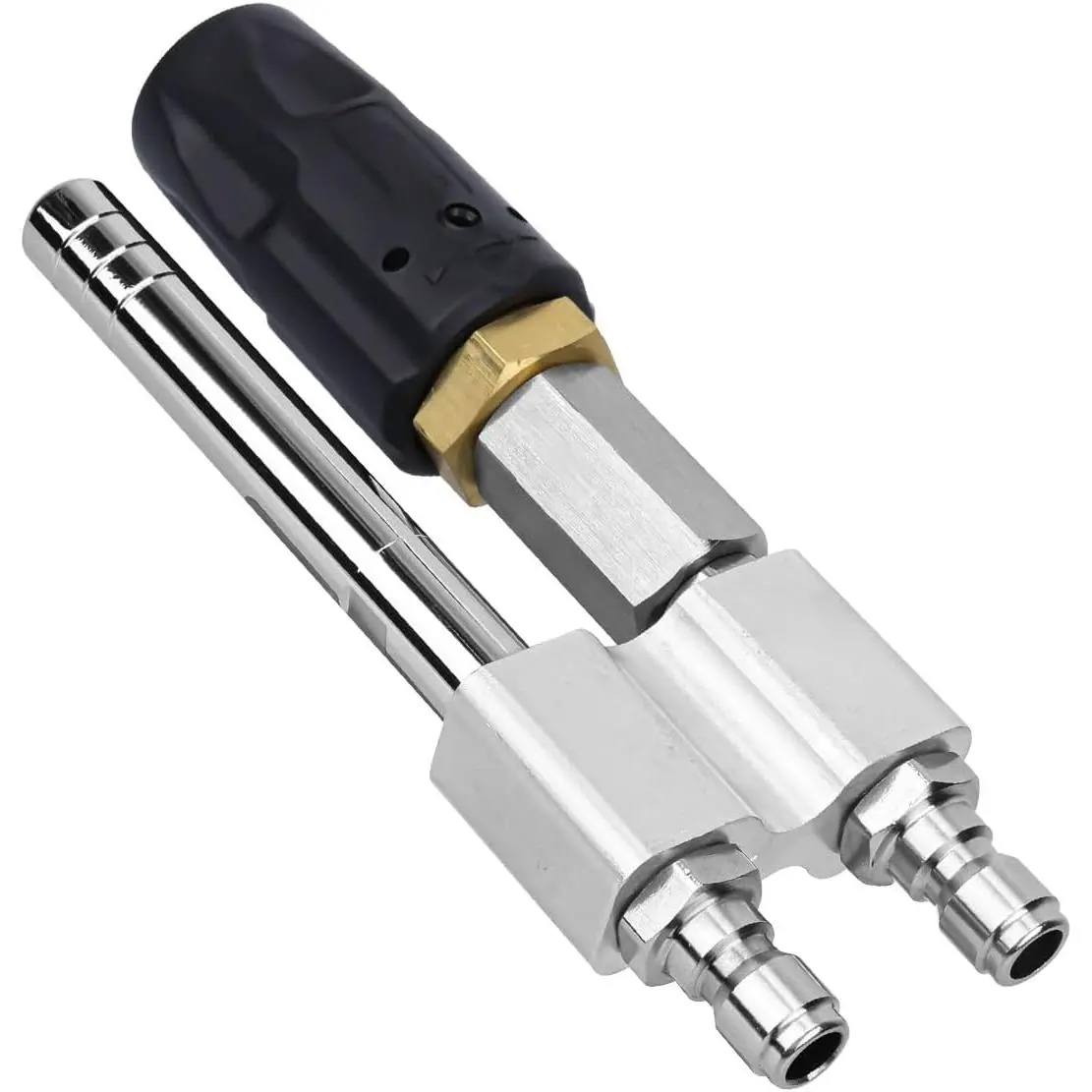 M5 2-in-1 Adjustable Pressure Washer Nozzle - 3-7 GPM, 45 ft Long Range Shooting, Adjustable Spray Angle, 1/4in NPT Quick Connect, Downstream Soft Wash Injector for Cleaning Hard-to-Reach Roof & Garden Areas, 2-In-1 Adjustable Nozzle, 45 Feet Spray Range
