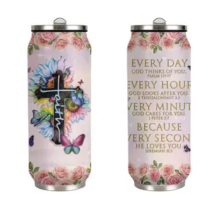 Faithful Christian Tumbler 17oz Bible Verse Women Water Bottle Straw Lid Leakproof Church Floral Easter Gift Cup Bottled Vacuum Flask