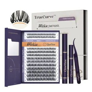 GlowVane TrueCurve Lash Clusters Kit 0.03mm Soft Fluffy Long-Lasting Waterproof 8-18mm DIY Eyelash Set for Beginners Natural Daily Volume Style (FS3)