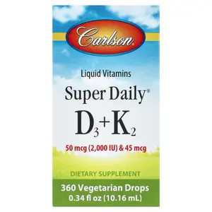 Carlson Super Daily® D3 + K2, 50 mcg (2,000 IU) & 45 mcg, 0.34 fl oz (10.16 ml)