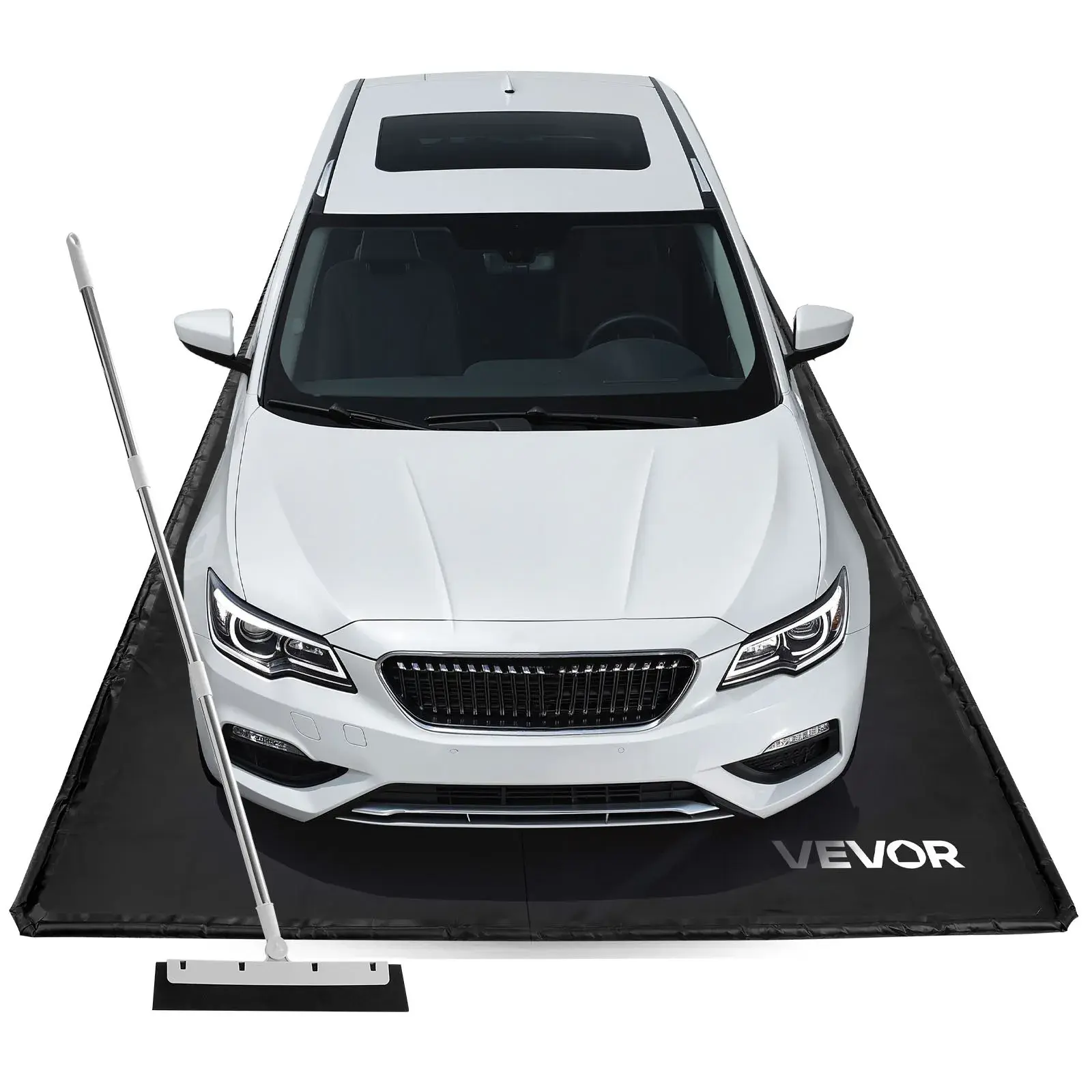 【DealsForYouDays】VEVOR Containment Mat,8 ft 6 in x 20 ftNon-Slip PVC Garage Floor Mat with a Cleaning SqueegeeHeavy Duty Durable Waterproof Protection from SnowRain and Mud for Cars SUVs Trucks ParkingBlack, Mat Floor Mats