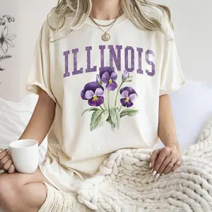 Illinois State Flower Comfort Colors Tshirt, Women's Crew Neck, Crewneck
