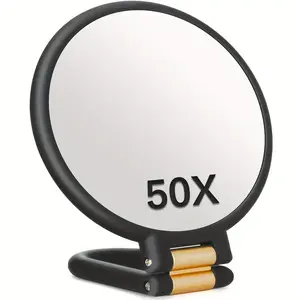 Rlogmui 50X Magnifying Mirror with Dual-Sided 1X/50X Magnification Portable Handheld Makeup Mirror 360° Adjustable Handle Foldable Travel Design No Battery Needed for Professional Makeup Facial Hair Eyebrows Blemishes Ideal Beauty Tool Gift