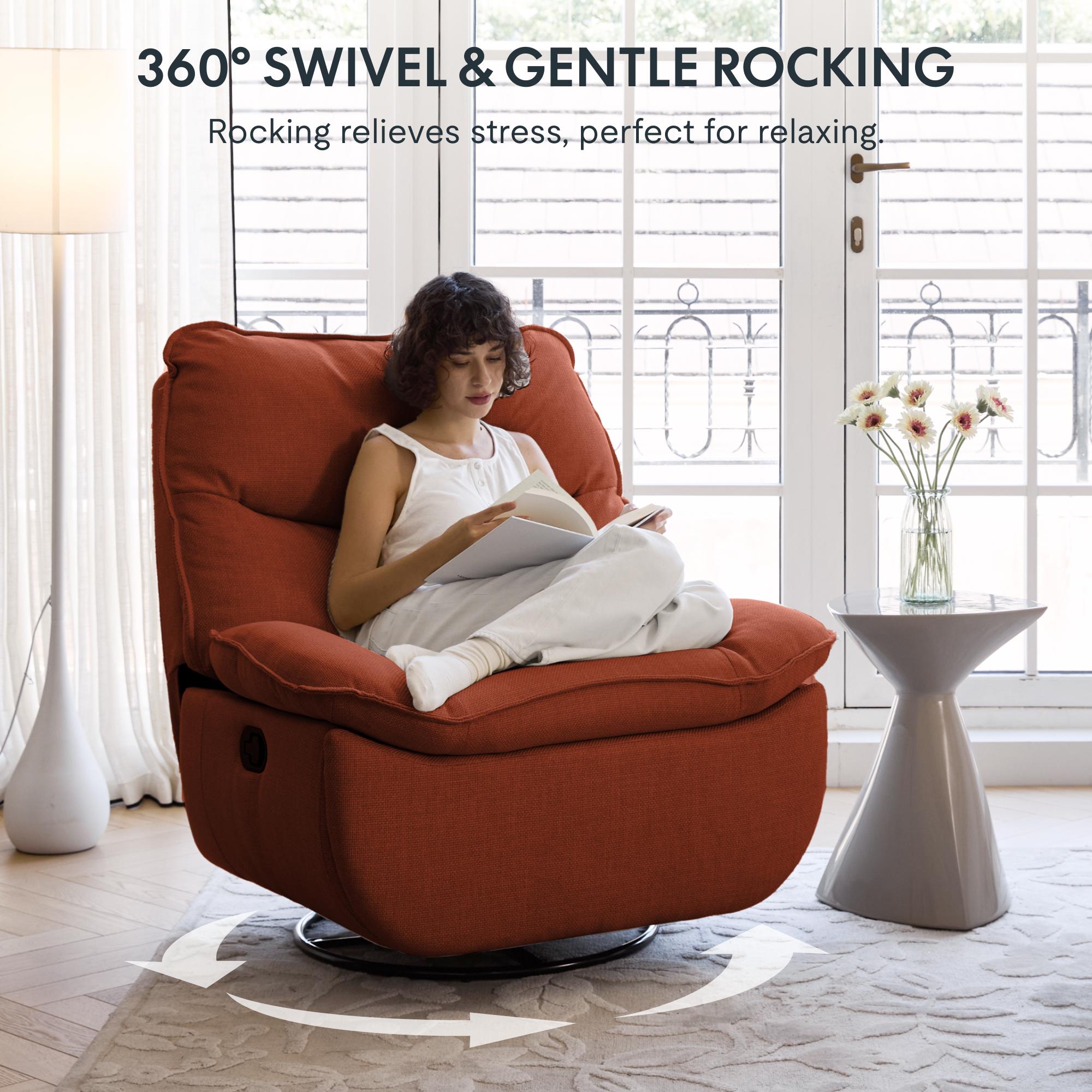 【Valentine Day Sale】FLEXISPOT Swivel Rocker Recliner Chair, Oversized Armless Lounge Sofa for Cross-Legged Sitting, Faux Leather Nursery Glider with Hidden Storage, 270° Swivel & Heavy Duty Support for Living Room Office, Pet Friendly & Easy Clean 【Valentine Day Sale】FLEXISPOT Swivel Rocker Recliner Chair, Oversized Armless Lounge Sofa for Cross-Legged Sitting, Faux Leather Nursery Glider with Hidden Storage, 270° Swivel & Heavy Duty Support for Living Room Office, Pet Friendly & Easy Clean