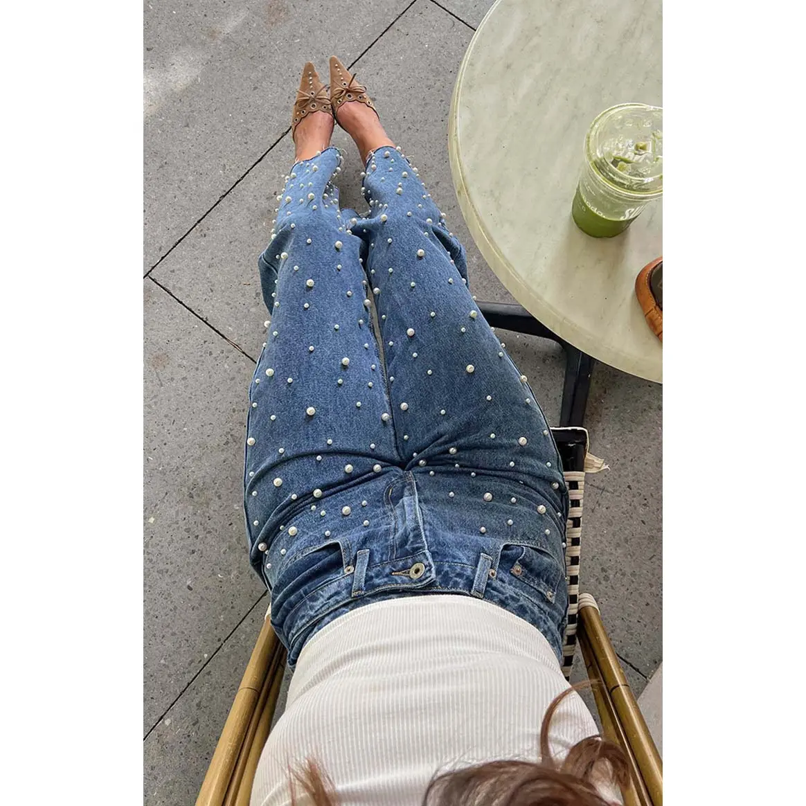 Denim Dazzle Pearl Mid Wash High Waisted Jeans