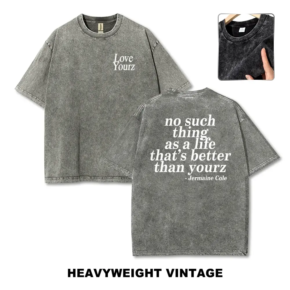 Vintage Washed Oversized Short Sleeve T-Shirt, Heavyweight Cotton J. Cole 'Love Yourz' Double-Sided Graphic Top, Unisex Loose Fit Hip Hop Streetwear, Tshirt, Shortsleeve, Clothes, Round Neck, Oversized Graphic Tee, Soft, Print, Relaxed
