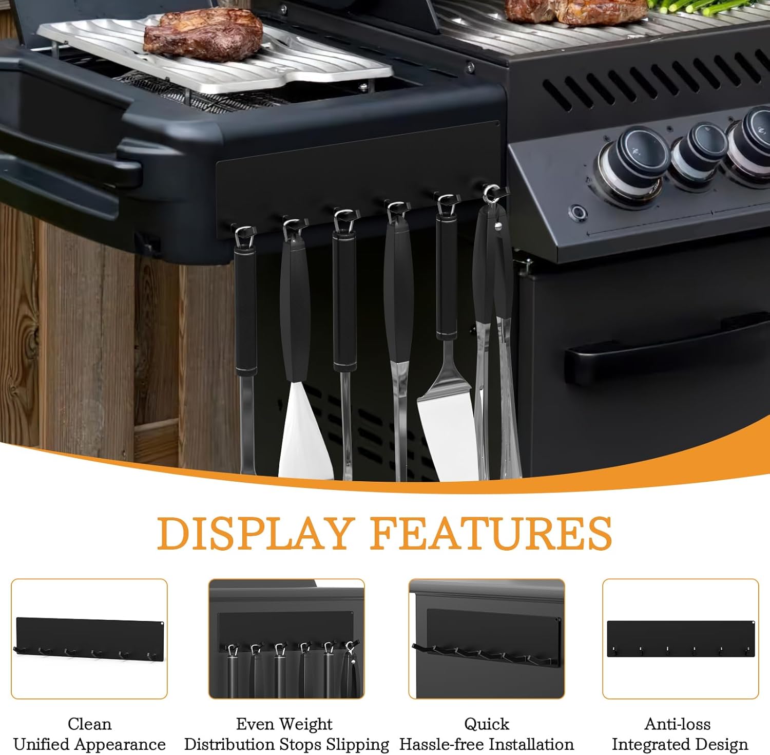 3 Pcs Magnetic Grill Hooks for Traeger Grills Rust Proof Outdoor Magnet Hooks for Pellet Smokers Hanging Barbecue Tools Kitchen Outdoor Use Easy Install Set of 3 Organiser - Installation Organiser Installation Hangable Hangers