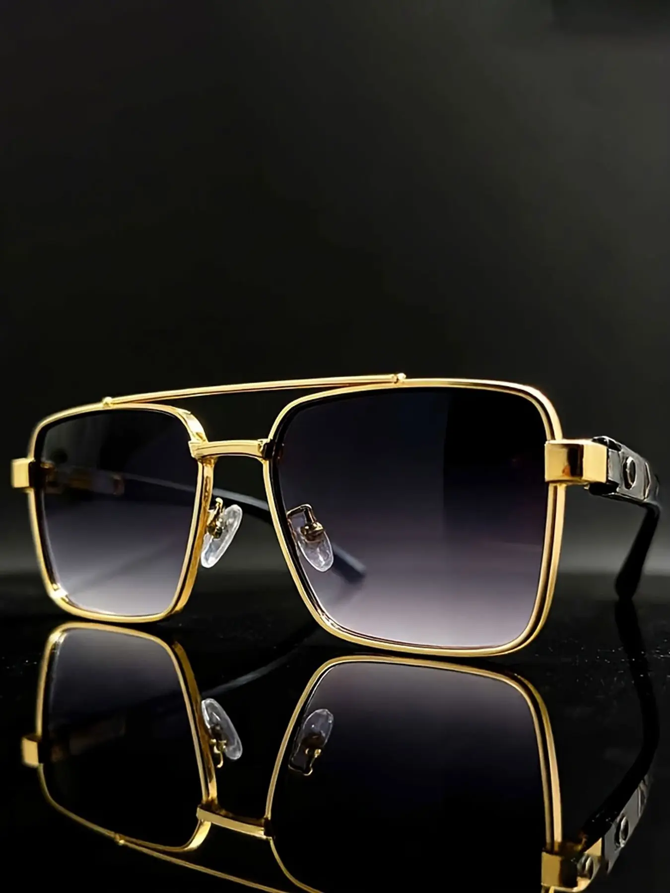 Retro Minimalist Large Frame Glasses, Unisex, Daily XXL Matte Edition Black Acetate – Vintage Frames Company main image 3