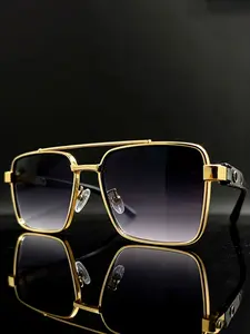 New Classic Retro Square Large Frame Double Bridge Trendy Daily Casual Sunglasses, Metal Frame   PC Lenses, Unisex Street Style Sunglasses, Minimalist Hgh-end Look, Lightweight and Non-nose-pressing