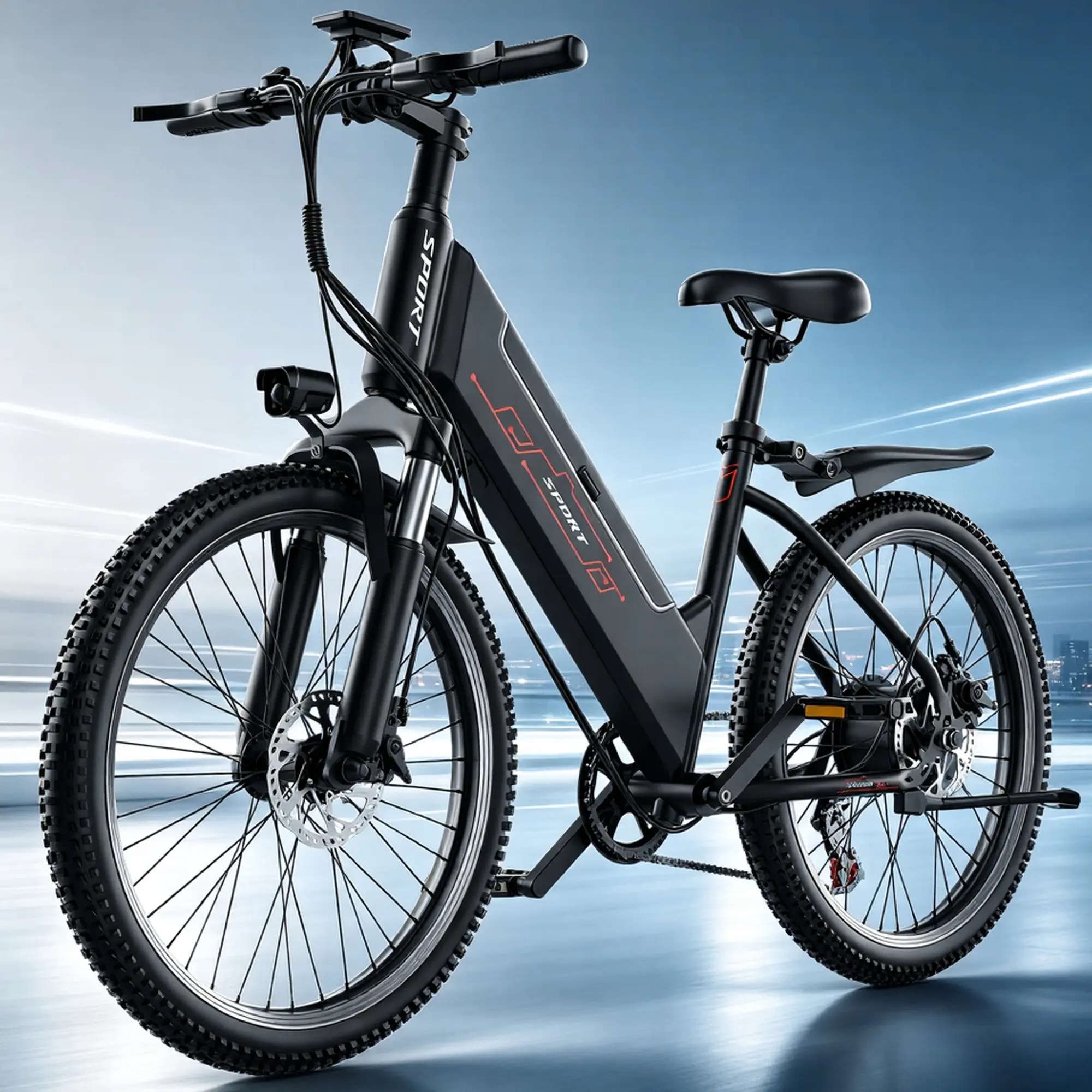 Adult Commuter Electric Bike - 500W High-Speed Brushless Rear-Drive Motor, 26" Tubeless Tires, 25MPH Max Speed, 25-Mile Range, 48V 6.4AH Removable Battery, Dual Mechanical Disc Brakes, IPX7 Waterproof, 30KG Lightweight Design