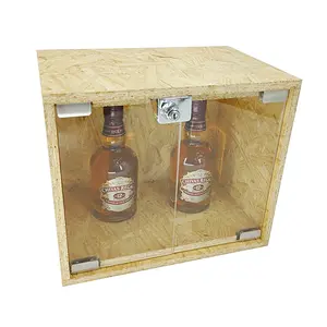 FixtureDisplays® Display Box with Lock and Keys Tabletop Showcase Glorifier Made from Particle Board Wood Rustic Box Clear Door 13.9"X9.4"X11.8" 21737-NF