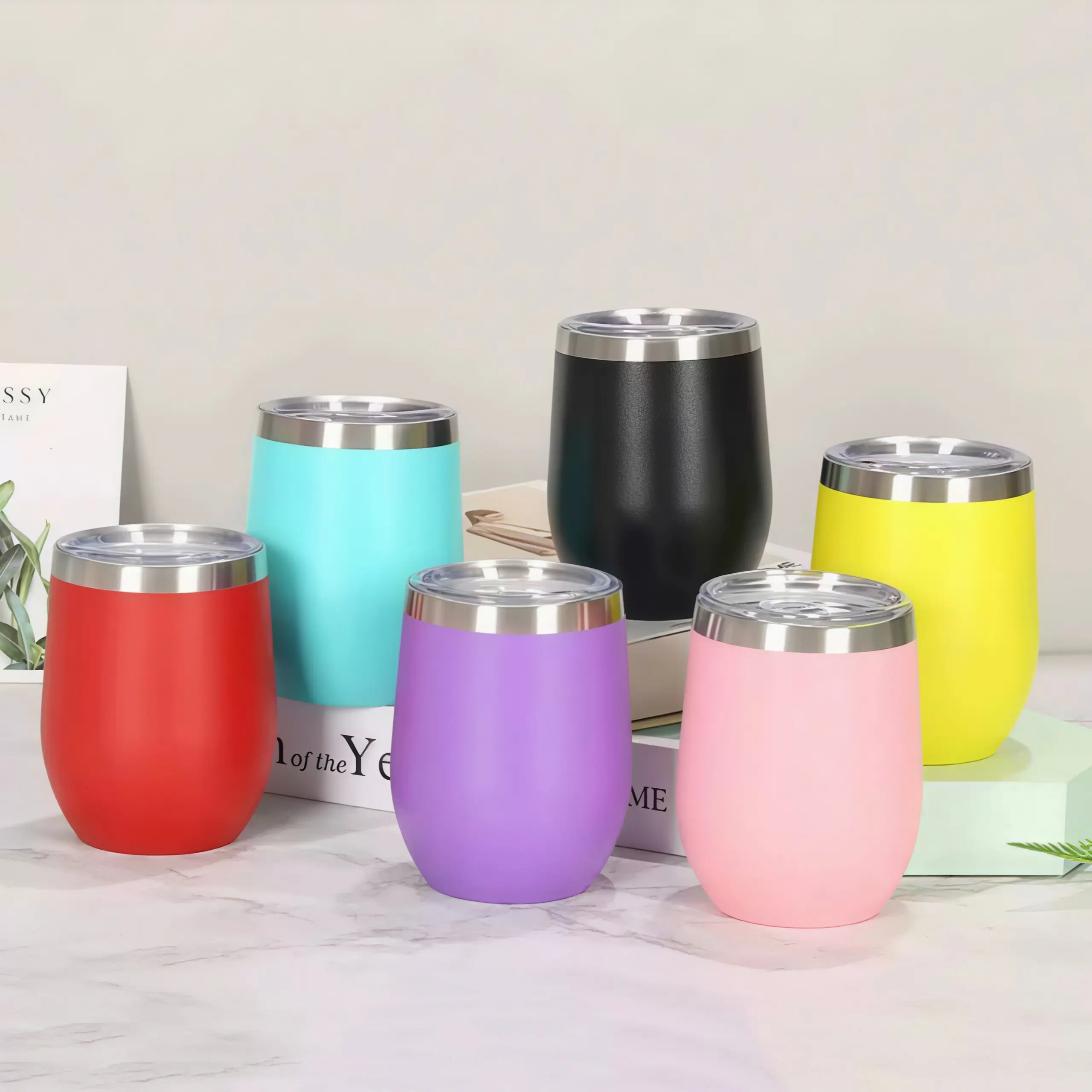 LMMAKE 3PCS 12oz Insulated Wine Tumblers with Lids, Double-Wall Vacuum Stainless Steel Drinkware, Multi-Use for Coffee, Champagne, Beer, Heat & Cold Retention Kitchenware Vacuum Flasks