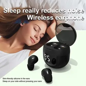 Mini Invisible Sleep Bluetooth Earbuds, Wireless Bt Earphones, Ultra Soft Semi In-Ear Wireless Headphones With LED Digital Power Display, Long Battery Life Noise Cancelling Earphones For Side Sleeping Small Ears Sports Daily Use