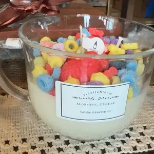 VivelleBloom Morning Cereal Candle Cereal Soy Wax Realistic Handmade Vanilla Strawberries Aroma Decoration