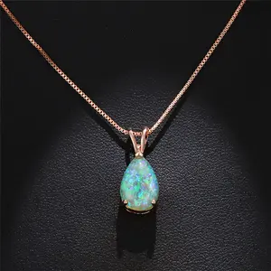 Colorful Water Drop Australian Gemstone Pendant Necklace - Elegant Versatile Collarbone Chain & Link, Gradient Diamond Bead Rosary for Autumn Style