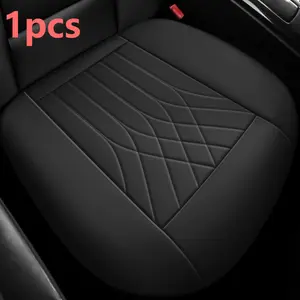 WENNFOUR Pu Leather Car Seat Covers ,1 Pcs Universal Bottom Seat Covers for Cars,Auto Breathable Waterproof Drive Seat Cover for Most Vehicles,Truck,SUV,Black