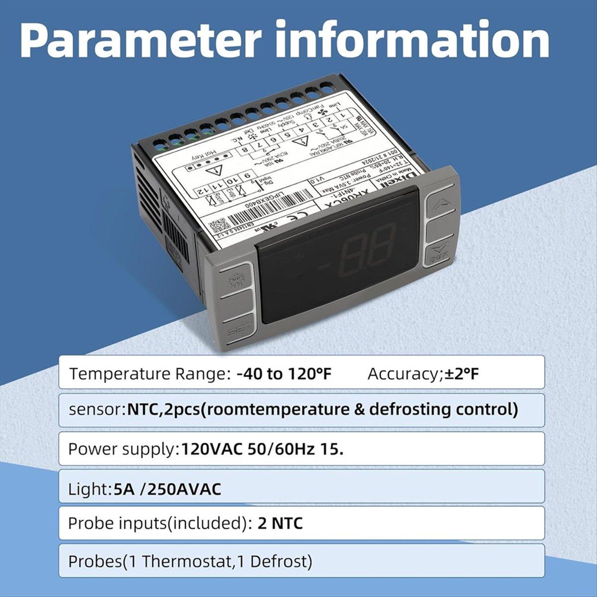 XR06CX-4N1F1 Temperature Controllers, Programmable Digital Thermostat with Sensor Probe