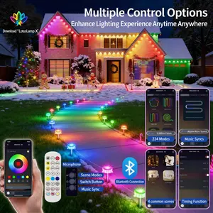 72L 101FT Pathway Lights Year Round Outdoor IP67 Waterproof String Lights with Color Changing Dimmable Timer Function for Walkway Driveway Four Seasons