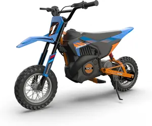 Blue 24V Ride On Motorcycle For Kids With 250W Brushed Motor Chain Driven Leather Seat Disc Brake Air Filled Tires Max Speed 13 Point Six Miles Per Hour Rechargeable Battery Powered Off Road Motocross Ride On Toy Blue