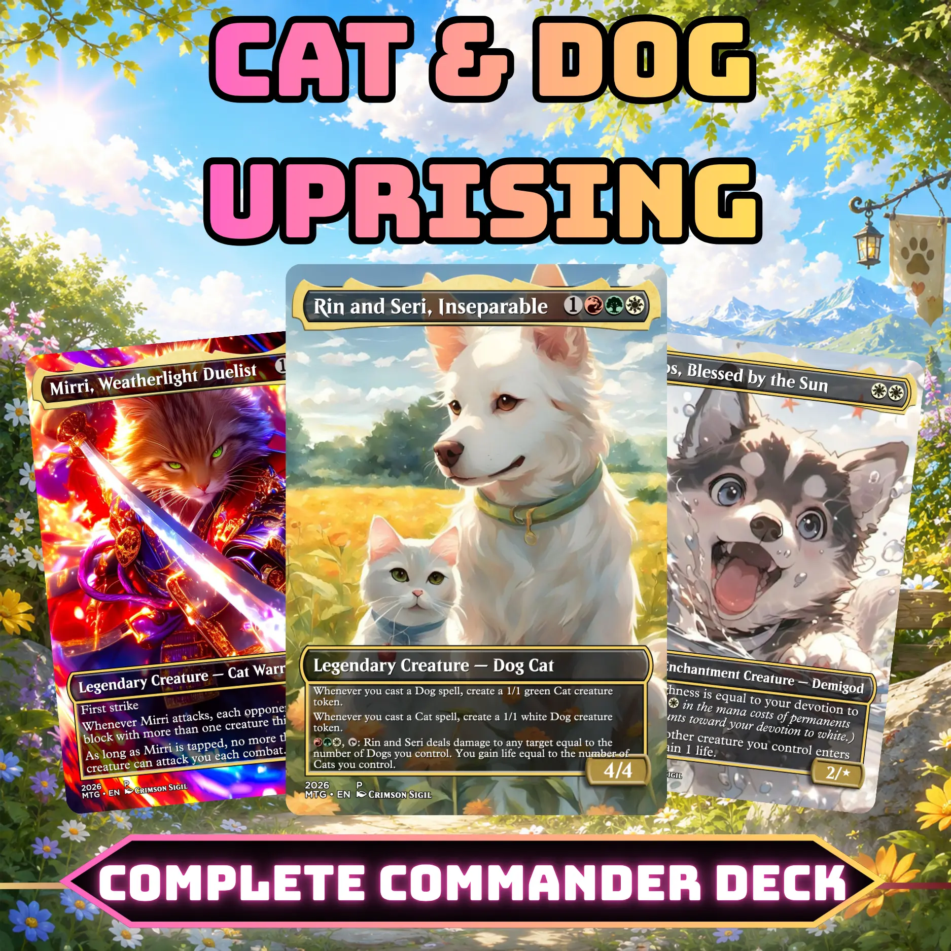 Cat Dog Uprising Commander Deck | 100 Cards + Tokens | Custom Proxy Cards