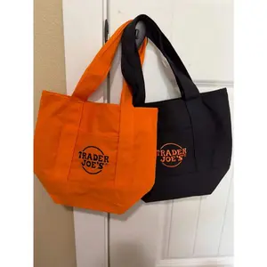 Trader Joes Canvas Tote Bag,Canvas Book Tote Bag For Women, Book Lover Gifts, Reusable Grocery Bag With Inner Pocket,Halloween Christmas Shopping Bag