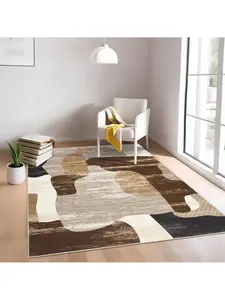 Gaomon 5x7 ft Machine Washable Rugs, Brown Modern Abstract Soft Low-Pile Indoor Accent Carpet - Non-Slip, Non-Shedding, Stain-Resistant for Bedroom, Living Room