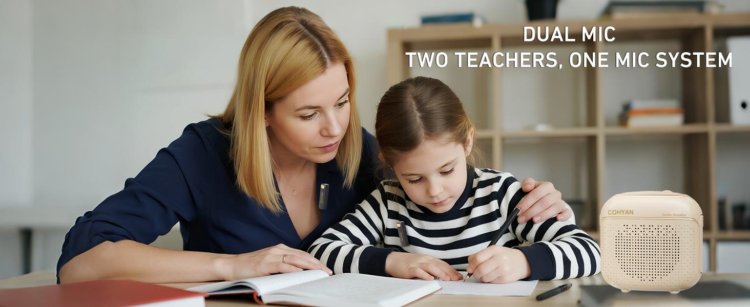 【COHYAN K29】 Portable Voice Amplifier with 2 Wireless Bluetooth Microphone & Speaker for Teachers & Elderly Rechargeable High Definition Sound Quality,Rechargeable Bullhorn Megaphone for Classroom, Meetings, Yoga, Training, Tour Guides-Black Beige