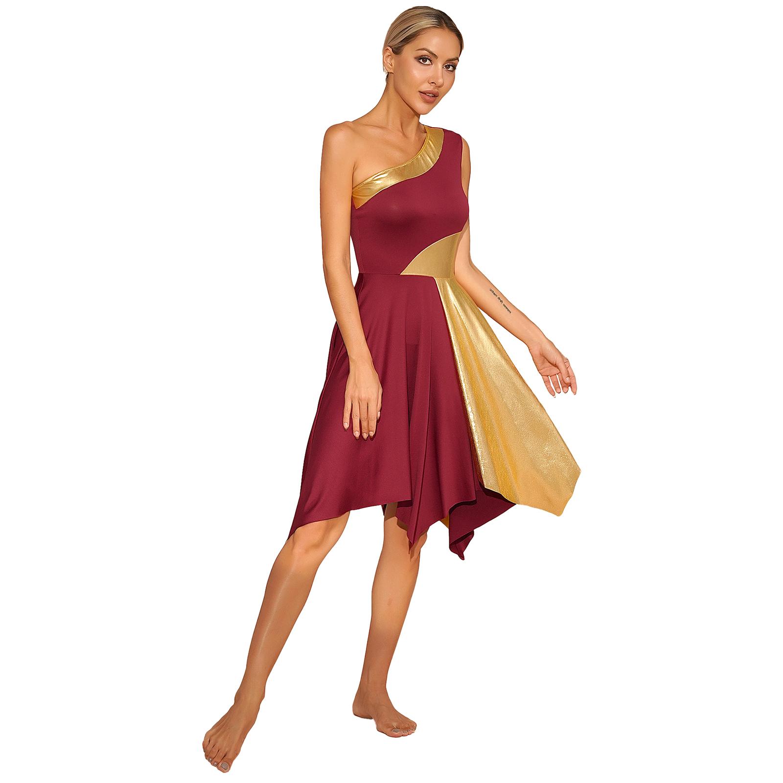 Women Church Choir Worship Praise Dress Modern Lyrical Dance Performance Costume One Shoulder Irregular Hem Dresses Dancewear Women Church Choir Worship Praise Dress Modern Lyrical Dance Performance Costume One Shoulder Irregular Hem Dresses Dancewear