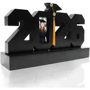 Graduation Photo Frame Class of 2026 Graduation Wood Picture Frame with Tassel Grad Standing Photo Holder High School College Gifts for Class of 2026 Gifts Girls Boys Son Daughter