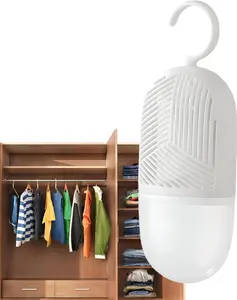 1 PCS Clothing and Hat Storage Dehumidifier (White, with 5 Replacement Kits) - Prevents clothes from getting damp and keeps the air in the dormitory fresh by using hanging moisture-absorbing bags and water collection devices.