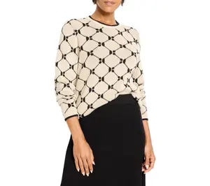 NIC+ZOE Geo Argyle Doubleknit Sweater