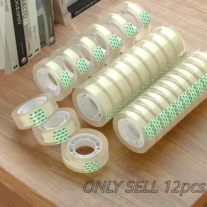 12 Rolls Transparent Tape (2500cm), High Quality, Super Strong Adhesive, Compatible with Cutter, Ideal for Gift Wrapping, Office, Handmade, Christmas gift, Adhesive Strip