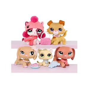 Mini Pet Shop Bobble Head Shorthair Cat Collie Dachshund Spaniel Great Dane Dogs Action Figure