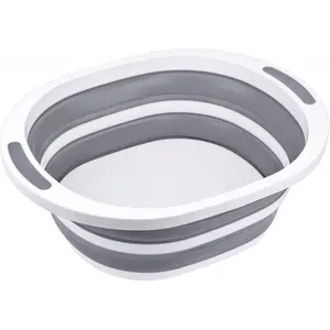 Collapsible Dishpan 7.5L Plastic Sink Dish Basin Cutting Board Foldable Food Tub for BBQ Picnic Camping Portable Washing Dishes Basket Space Saving Gray