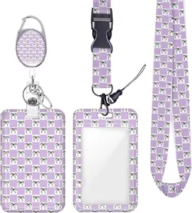 Bow Checkered ID Badge Holder Badge Reel Lanyards for ID Badges Work Vertical Protector Retractable Carabiner Clips Heavy Duty Key Lanyard for Women  Designer  Dancer Office Gifts